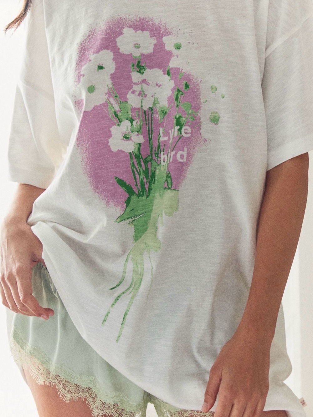 LyreBird Cotton Oversized Graphic Sleep Tee